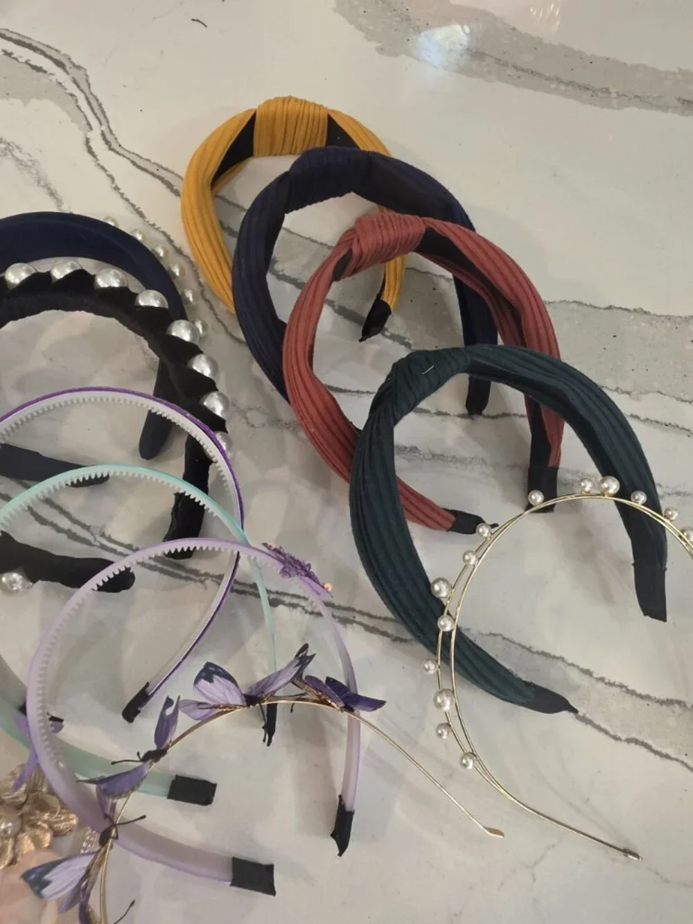 hair accessory bundle Assorted Headbands & Jaw Clips Pearls Flowers Butterflies